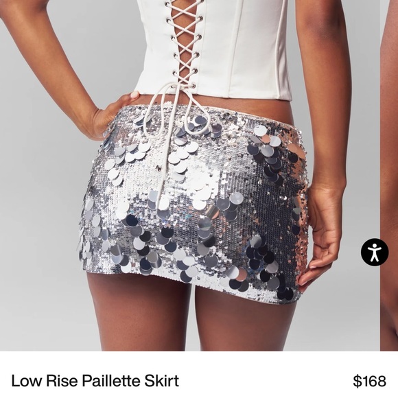 Danielle Guizio Low Rise Paillette Skirt In Silver Small BRAND NEW WITH TAGS 🤍